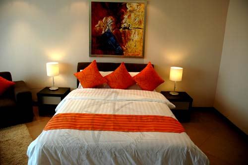 Condominium for rent in Jomtien showing the bed