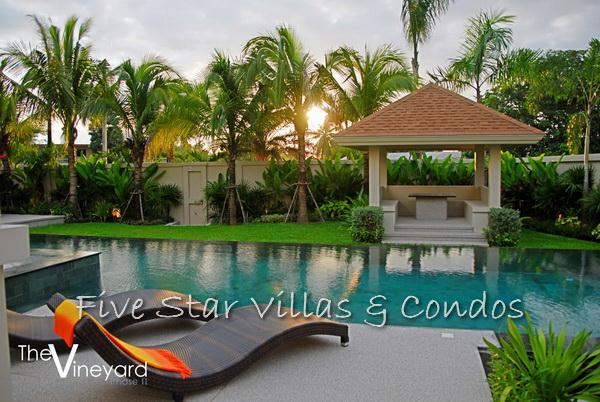 Pool villa for sale in Pattaya at The Vineyard Phase 2 showing the pool terrace