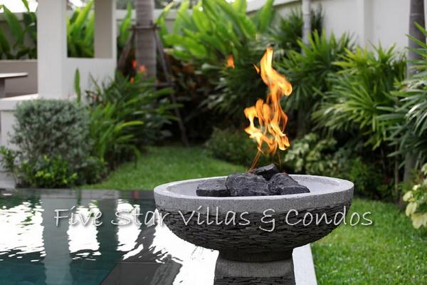 Pool villa for sale in Pattaya at The Vineyard Phase 2 showing the poolside flame