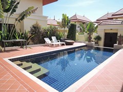 House for sale at Bangsaray Pattaya showing the private swimming pool