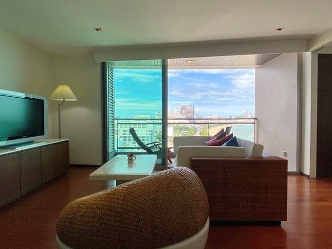 Condominium for rent Northshore Pattaya showing the living room and view 
