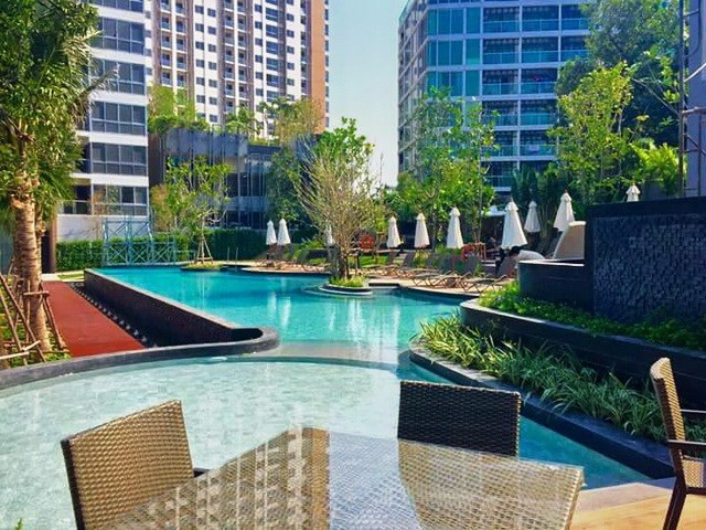 Condominium for sale UNIXX South Pattaya showing the communal swimming pool and terraces 