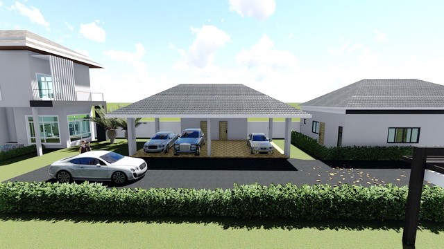 House for sale East Pattaya showing the parking between the houses House for sale East Pattaya showing the parking between the houses