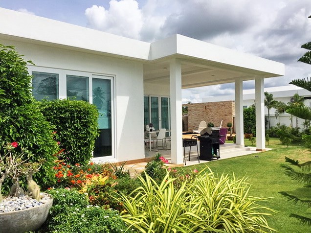 House for Sale Silverlake Pattaya showing the house garden and terraces House for Sale Silverlake Pattaya showing the house garden and terraces