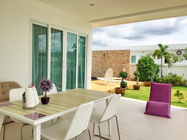 House for Sale Silverlake Pattaya showing the terrace and pool House for Sale Silverlake Pattaya showing the terrace and pool