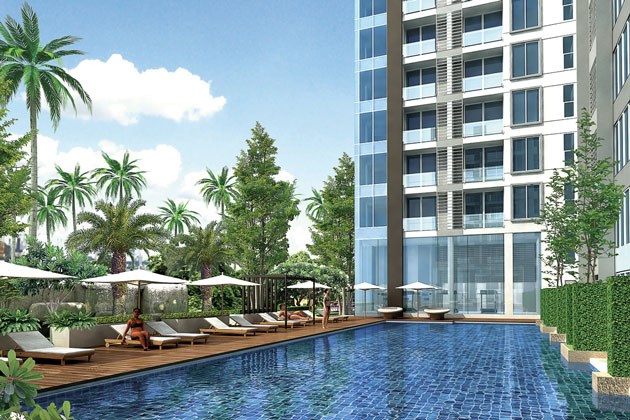 Condominium for Rent Pattaya showing the condo and pool