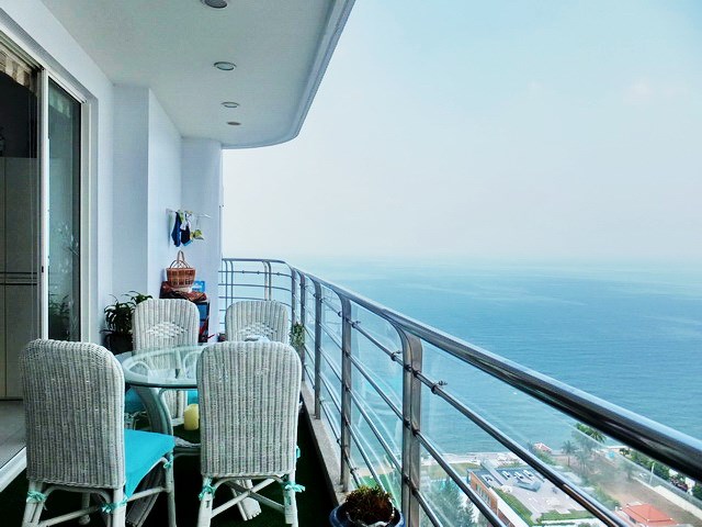 Condominium for sale Na Jomtien showing the balcony and view 