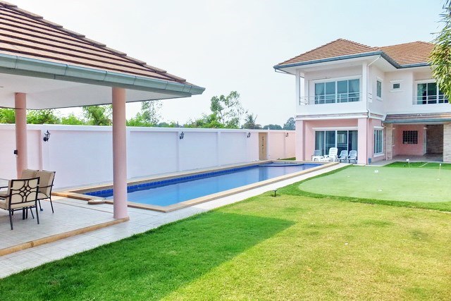 House for Sale Mabprachan Pattaya showing the house, garden, pool and sala