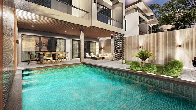 Serenity Jomtien Villas 3 bed villa showing the private pool Serenity Jomtien Villas 3 bed villa showing the private pool